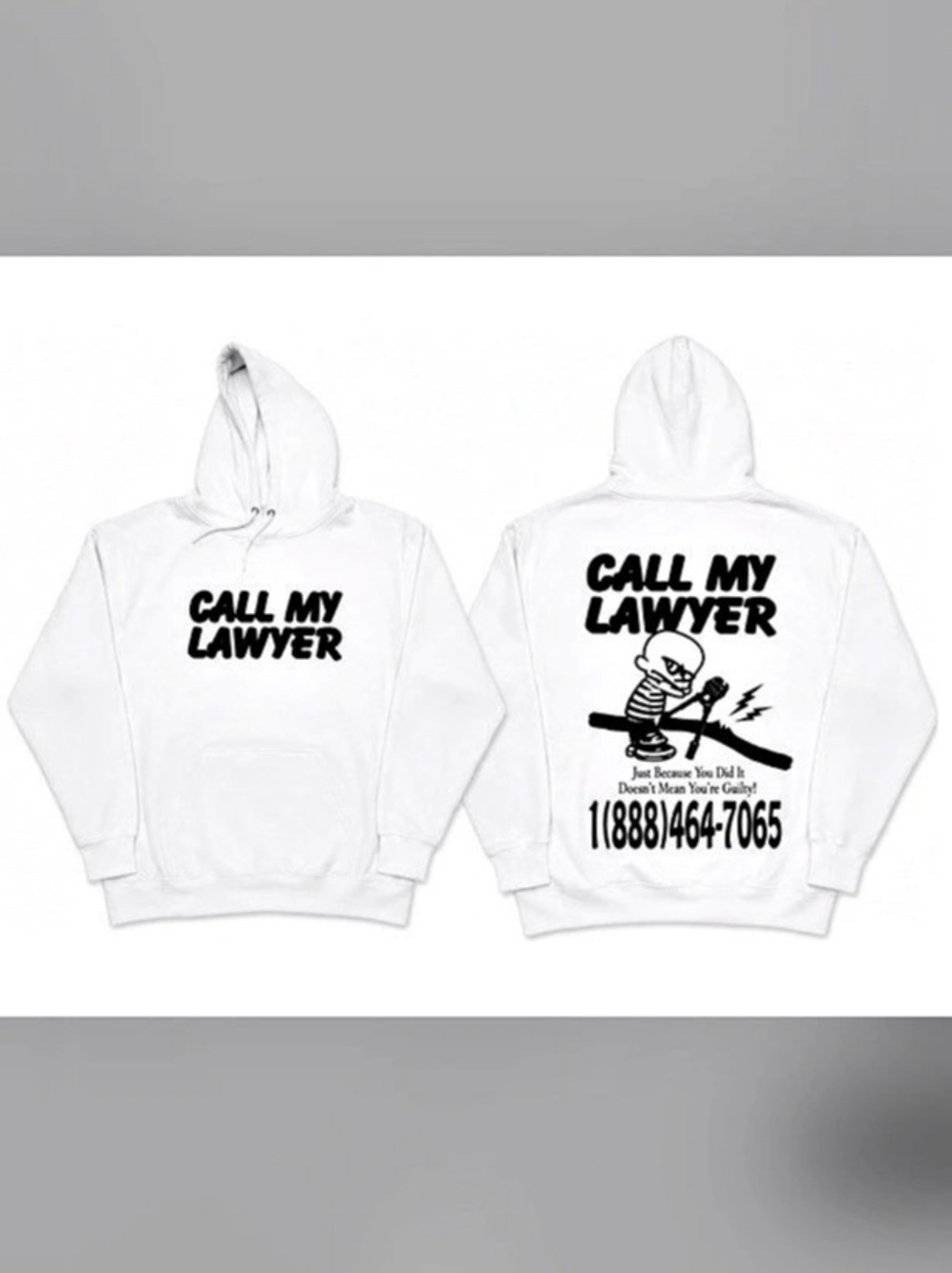 Market Call My Lawyer Hoodie White & Black Small